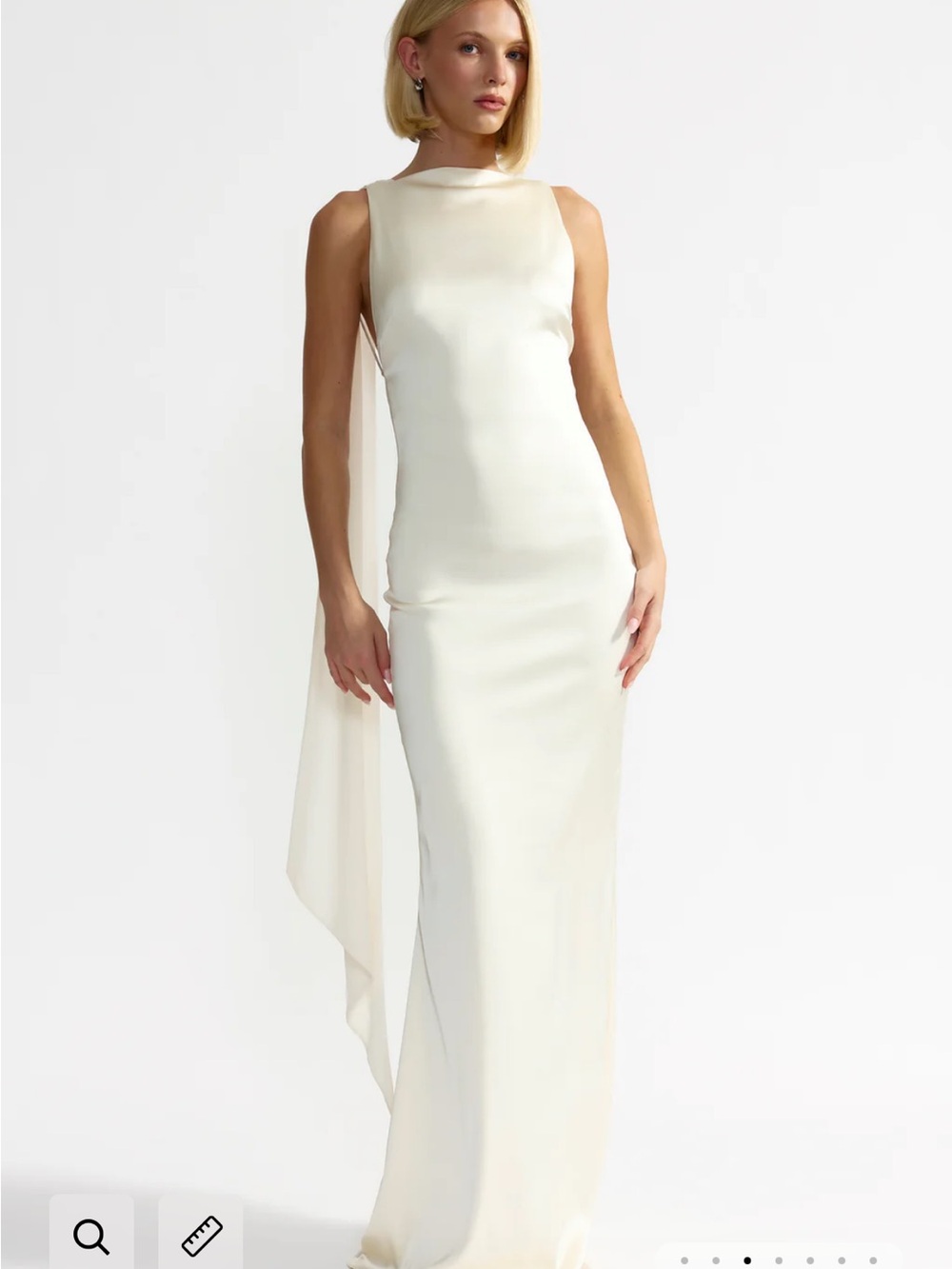Elegant Ivory Maxi Column Dress with Back Drape